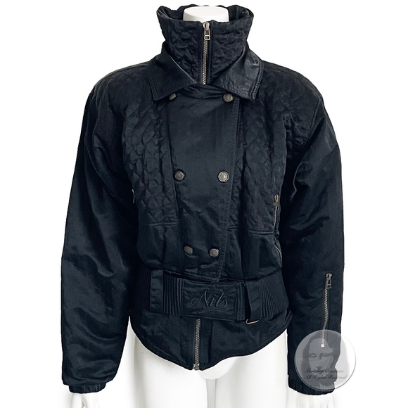 NILS Ski Jacket Winter Snow Skiwear Black Quilted High Neck Made in USA Sz 10 - Picture 1 of 9